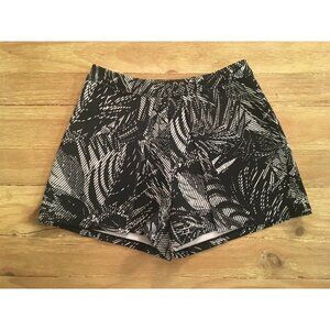 Hollister Black Fern Leaf Print Neoprene Style Shiny Shorts Skort Juniors Size S